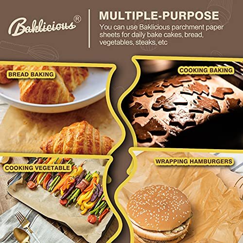 220 Pcs Unbleached Parchment Paper Baking Sheets Baklicious Pre-cut Heavy Dut...