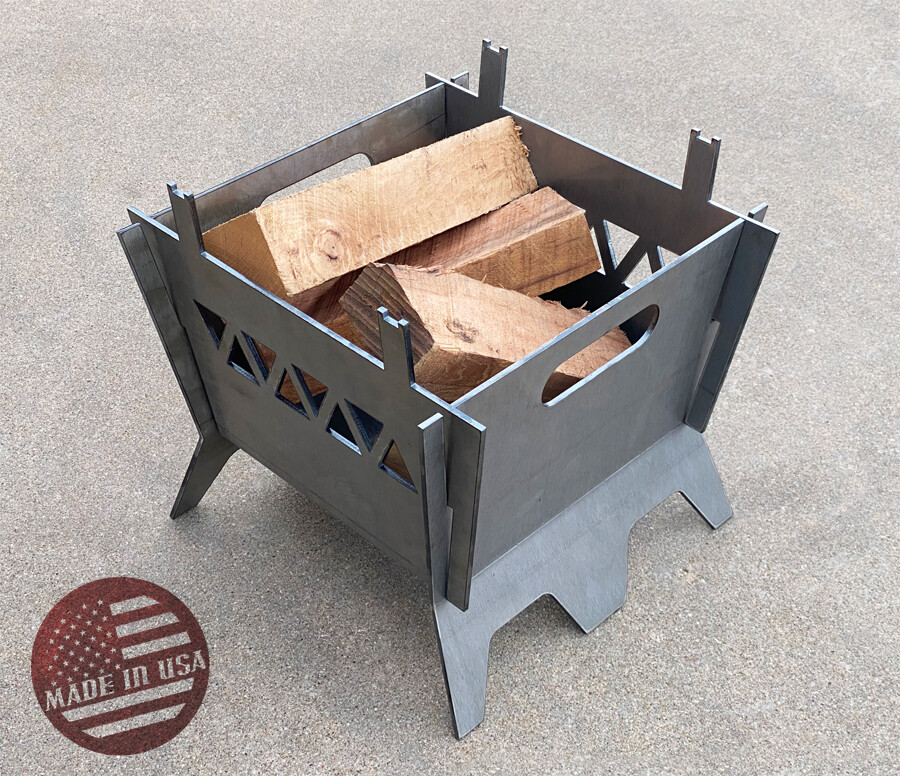[Spring] Modular Collapsible Steel Firepit 13" Square Portable Camping Fire Pit