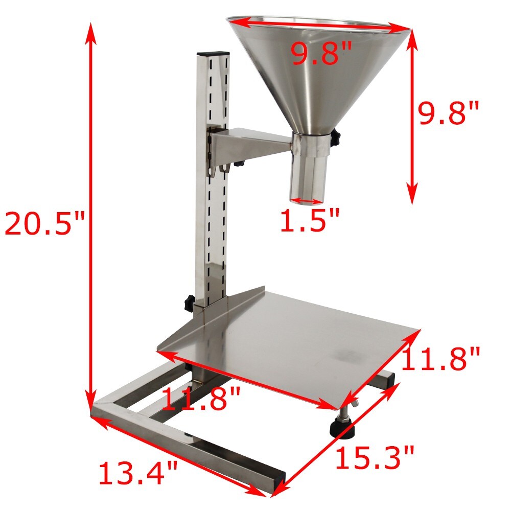 Stainless 4cm Feeding Hopper with Support Stand Lifting platform Height Adjust
