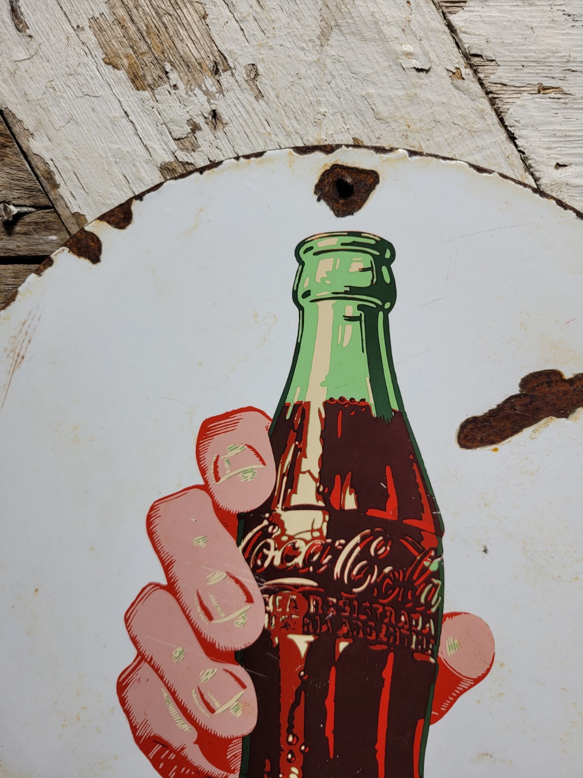 VINTAGE COKE PORCELAIN SIGN COCA COLA CARBONATED SODA BEVERAGE RESTAURANT DRINK
