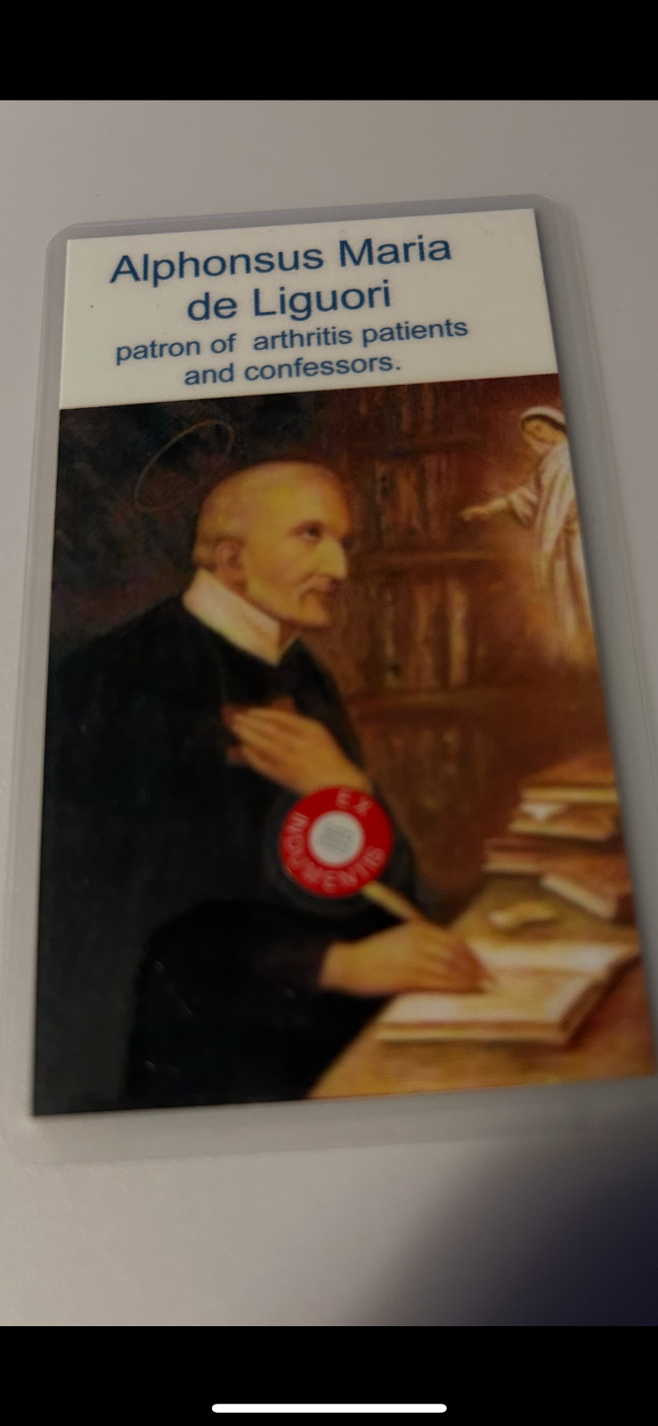 St. Alphonsus Maria de Liguori 3rd Class Relic Card  Founder Redemptorist