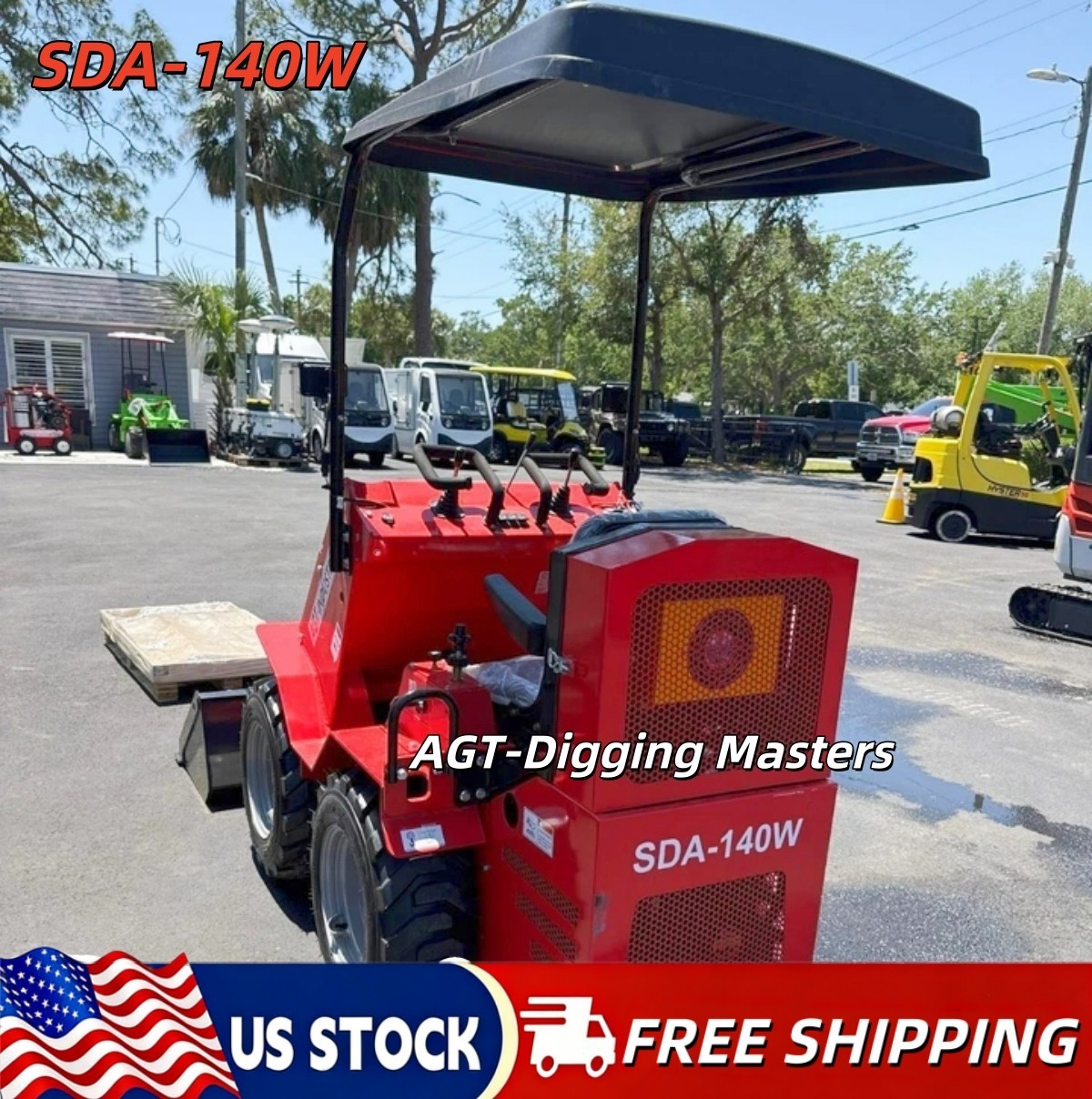 SDA-140W Free Unloading Ride-On Wheeled Mini Skid Steer Loader RATO Engine