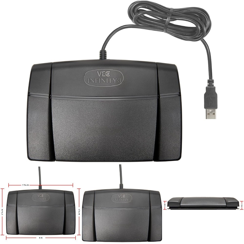 3 High-Quality Black USB Foot Pedal for Computer Control - Large