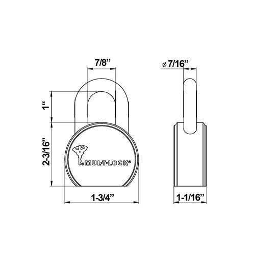 Mul-T-Lock TSR25 Padlock, Interactive+ Key System 206 Keyway