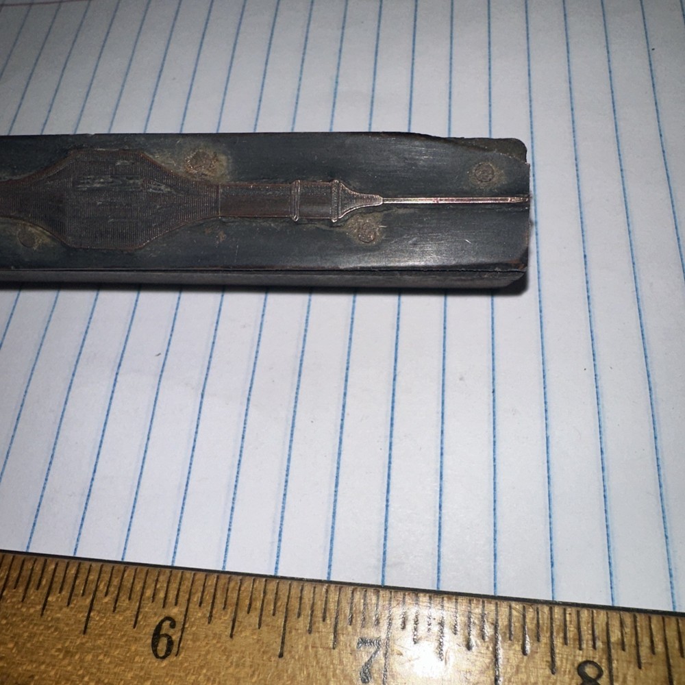 Print Block ( Old Needle Syringe ) Copper Face Nice Image!!