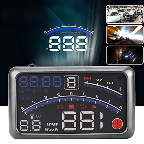 Car HUD Digital Speedometer Windshield MPH KM h Speed Limit Warning Plug and