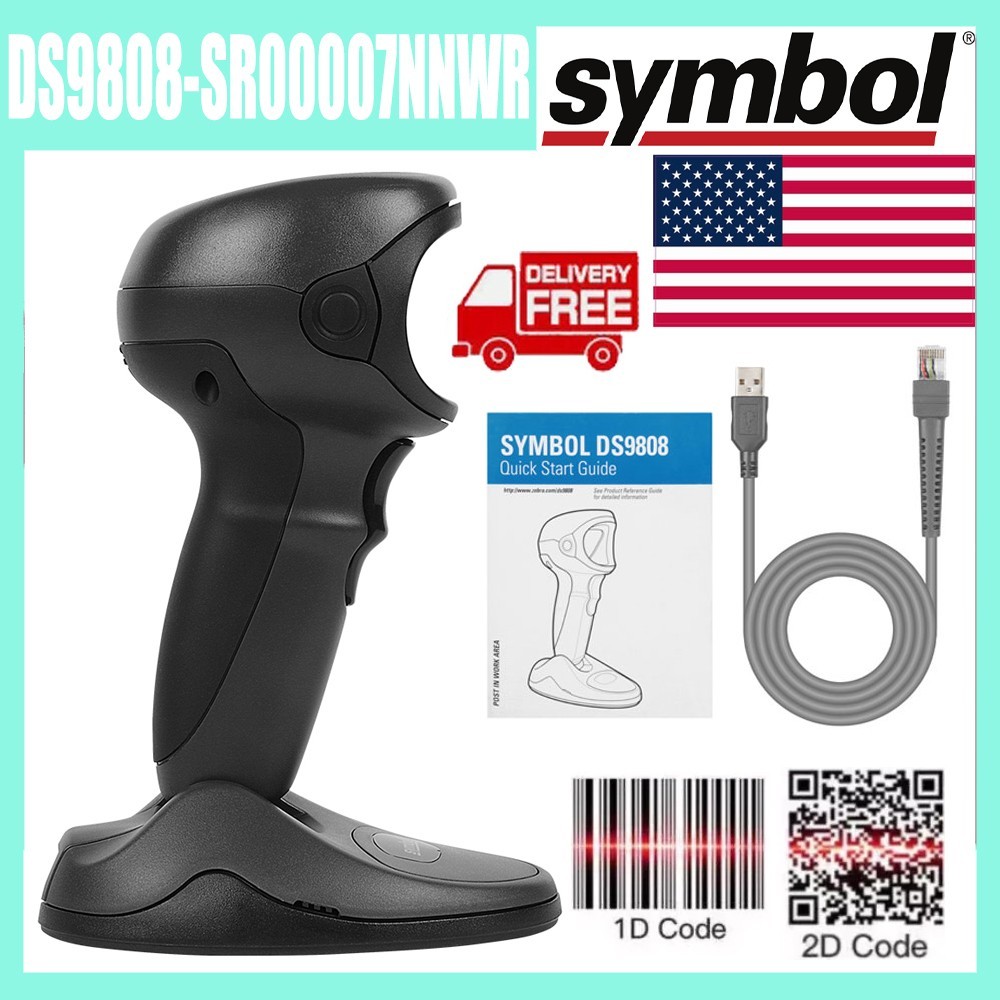 Zebra Symbol DS9808-SR00007NNWR 2D/1D/QR Code Barcode Scanner With USB cable US