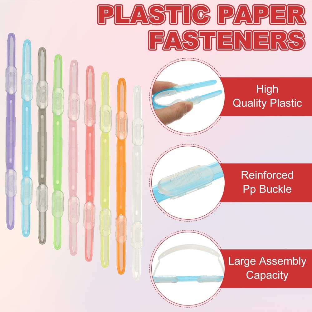 40Pcs Loose-Leaf Paper Binding Clamps, Red Plastic Paper Organizer