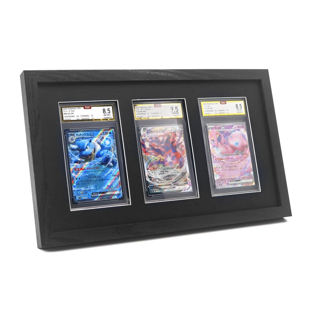 FramePro PSA Graded Card Display Frame, Wall Mount Baseball 3 card, Black