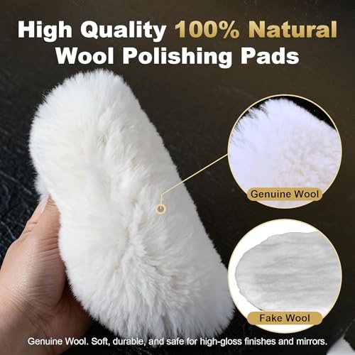 Wool Polishing Buffing Pad with Hook & Loop Backing with M14 Drill Adapter for
