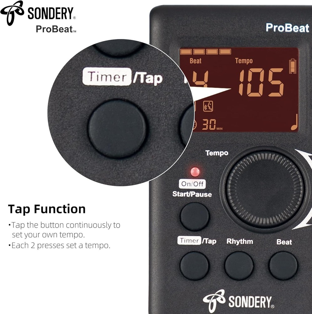 Digital Metronome Rechargeable English Vocal Counting with Timer Function for...