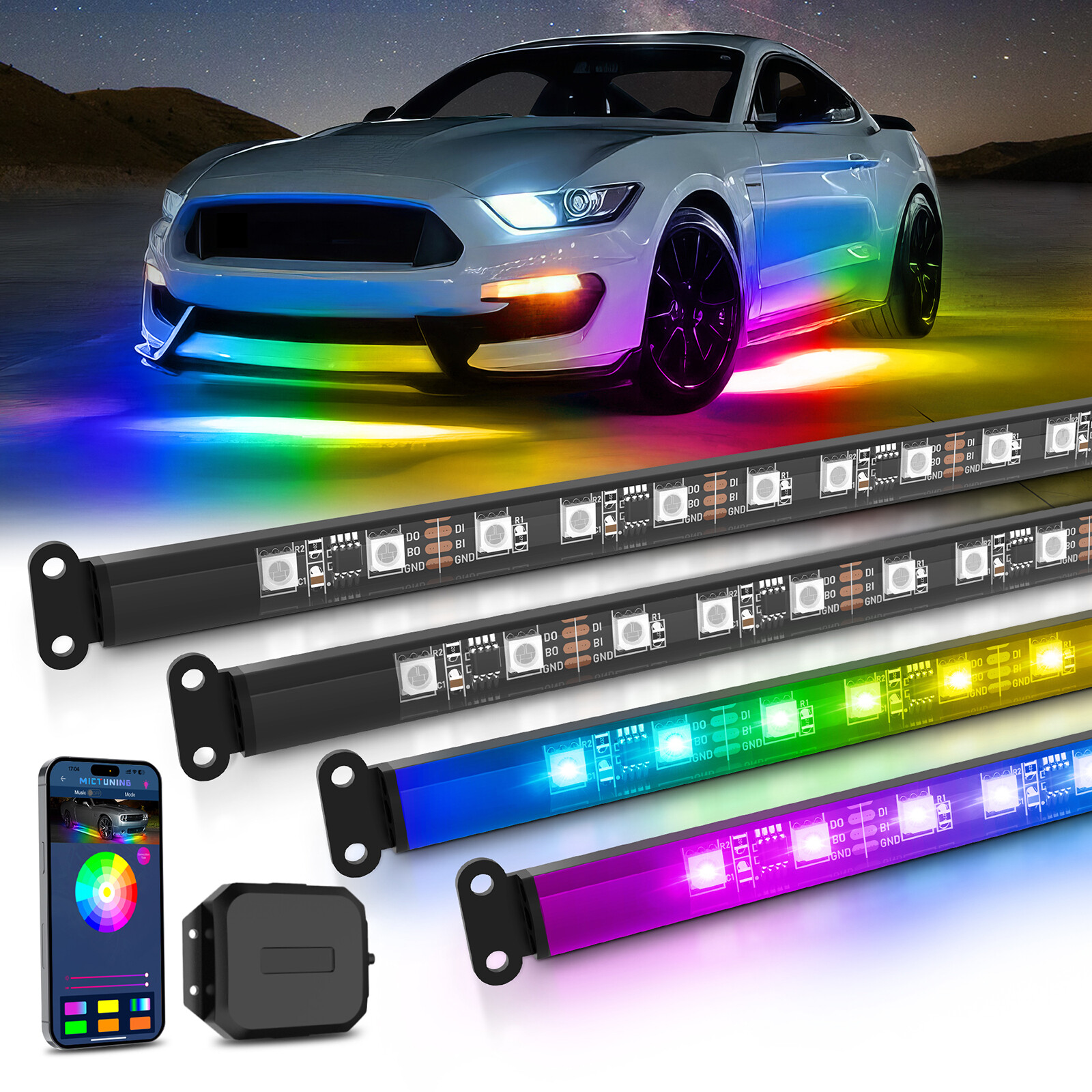 Wireless N3 Car Underglow Light Strips Dream Color Underglow Chasing Neon Lights