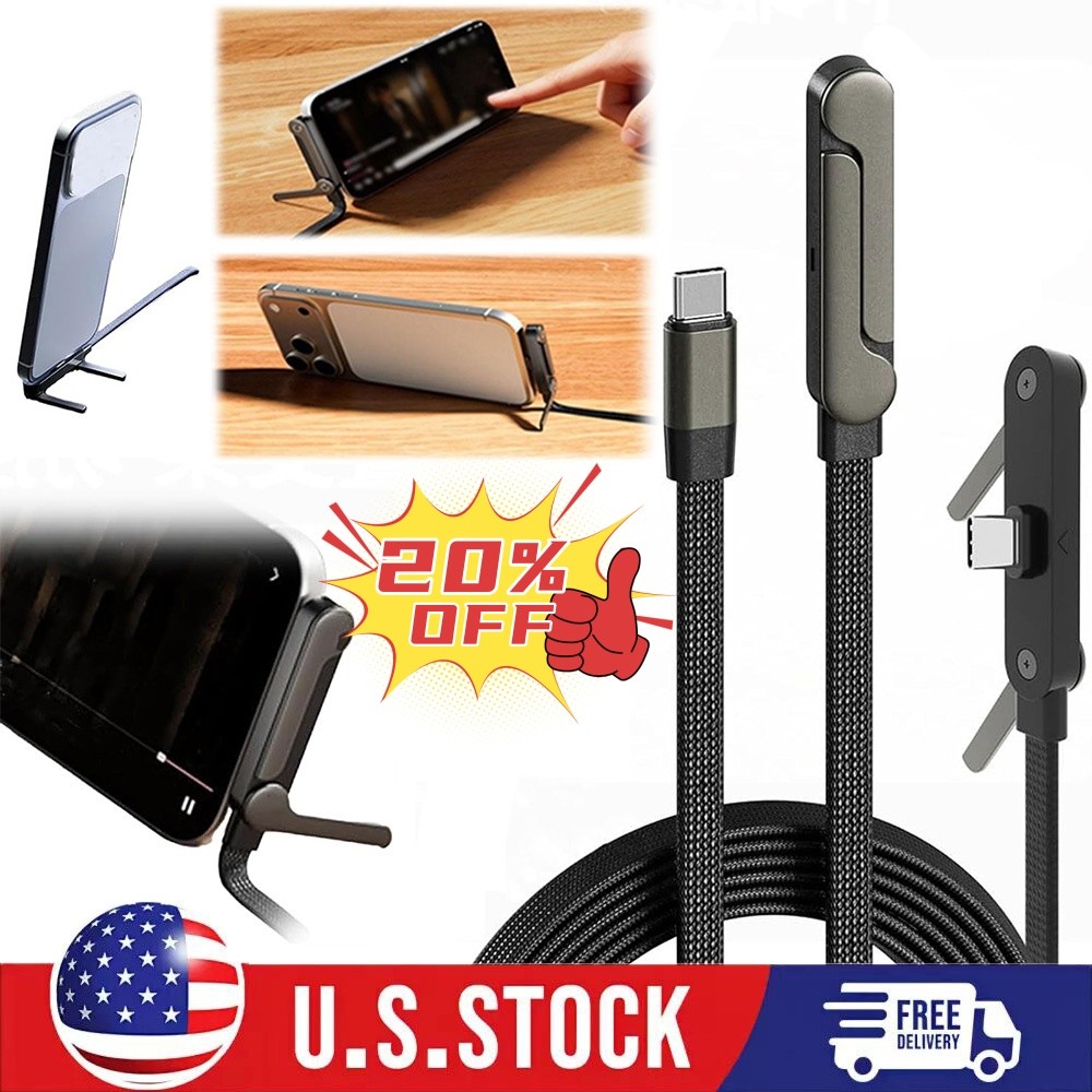 240w Fast Charging Foldable Bracket Data Cablewith Built-in Holder Black HO T