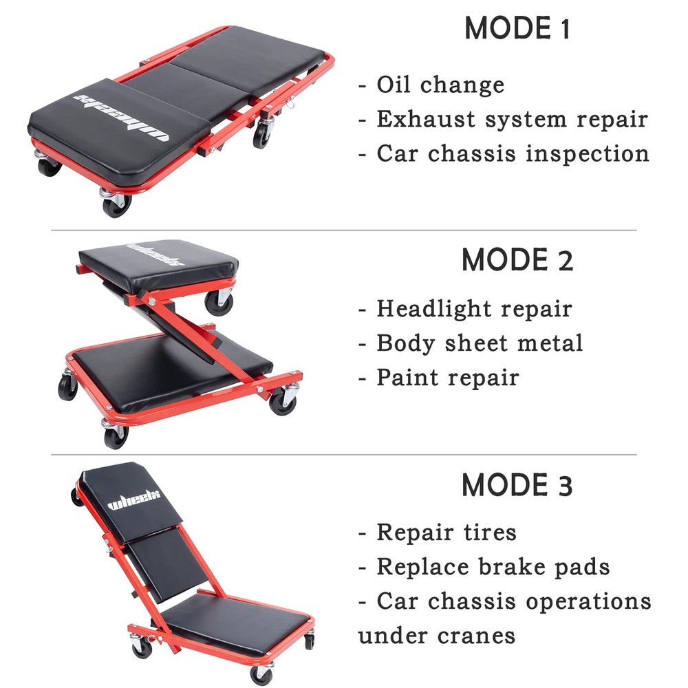 3-in-1 Rolling Mechanic Creeper Z Seat - Durable, Comfortable, Versatile