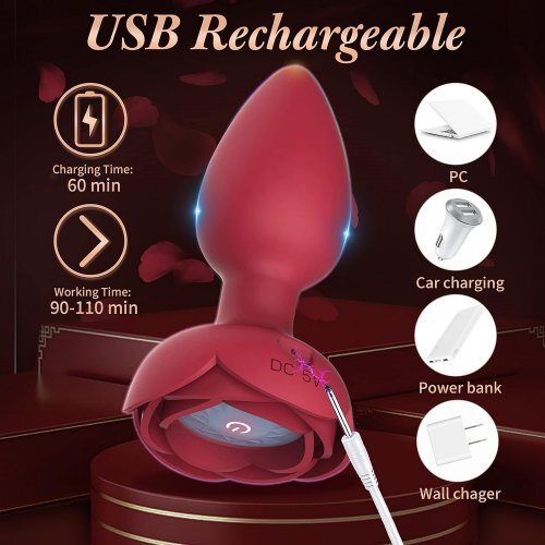Rosebud Tushy Remote Controlled Light Up Silicone Butt Plug