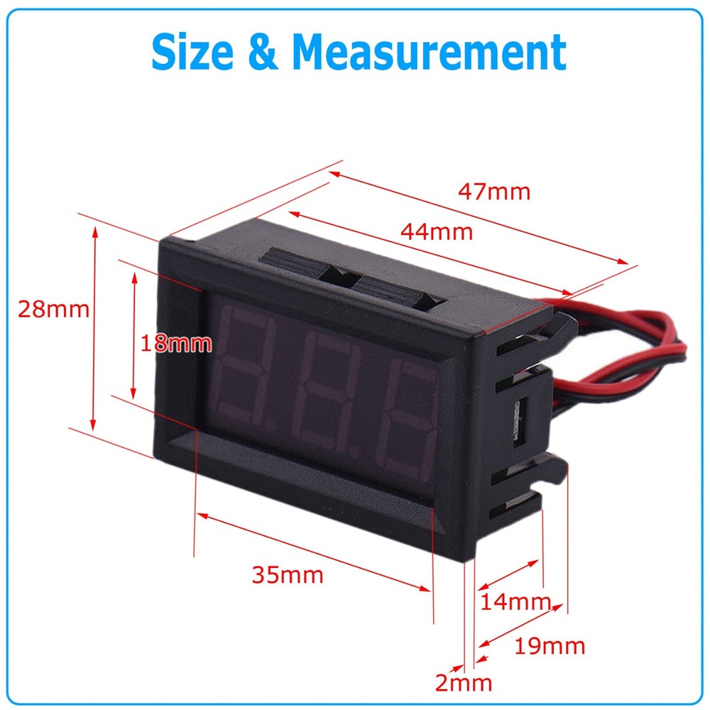 LED 12V ~ 24V Digital Display Voltmeter Car Motorcycle Voltage Gauge Panel Meter