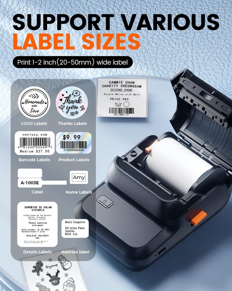 Phomemo M100 Label Maker Machine with Tape Portable Bluetooth Thermal Printer