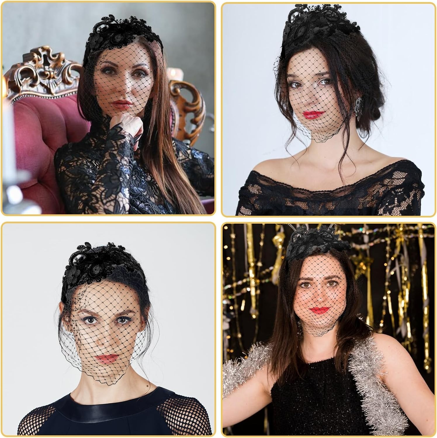 Giantree Black Veils for Women, Veil Mesh Headband, Wedding Veil...