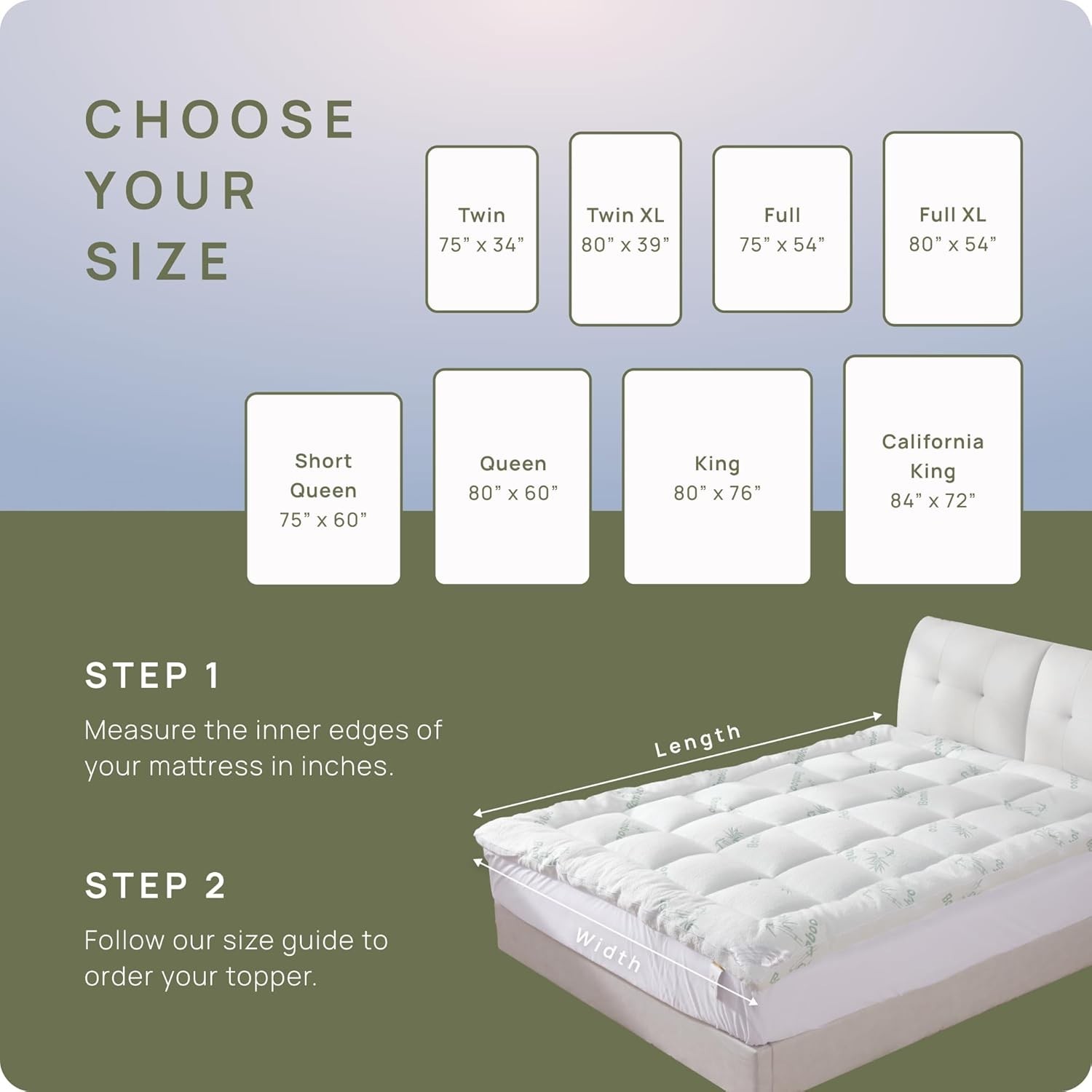 Cooling Bamboo Mattress Topper for Back Pain Relief,8-20"Deep Pocket for Bedroom