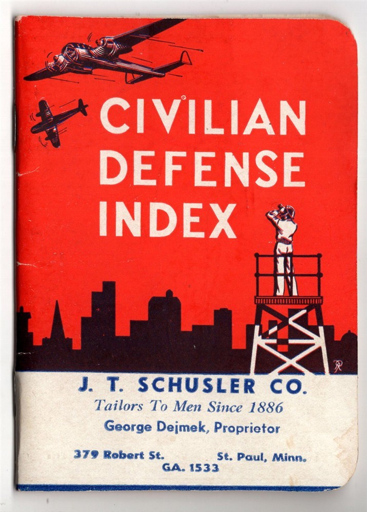 WWII "Civilian Defense Index" - basic First Aid pocket guide - J.T. Schusler Co.