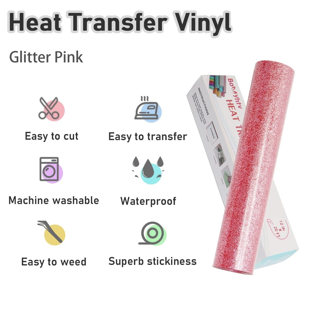 Glitter HTV 20FT Roll Pink