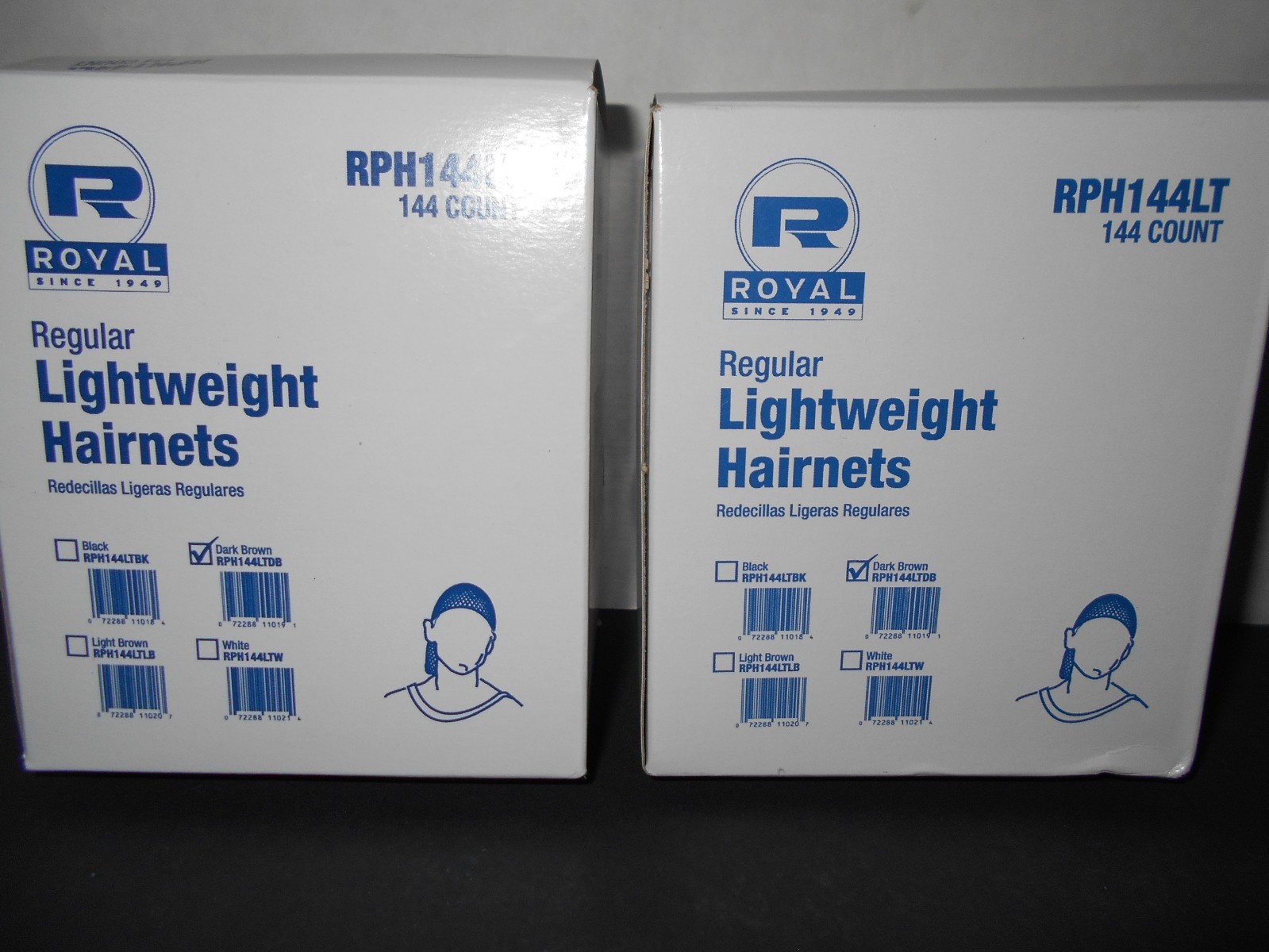 Royal RPH144LTDB LightWeight Dark Brown Hairnet Latex Free 2/144-Pks= 288 total