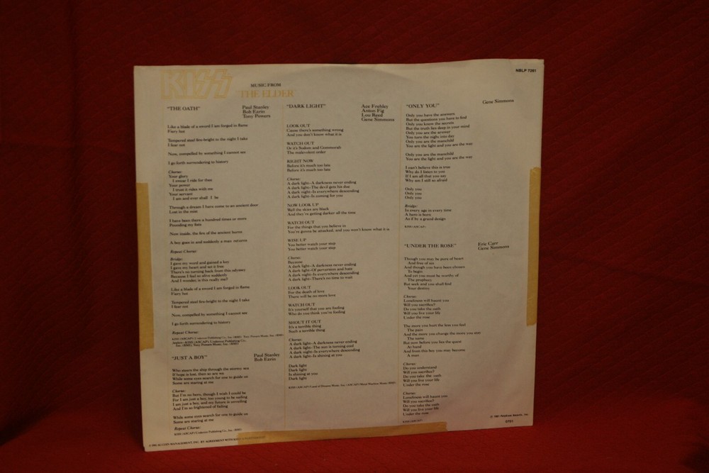 Kiss The Elder 1981 Casablanca 7261 LP Record Lyric Inner Sleeve MINT-