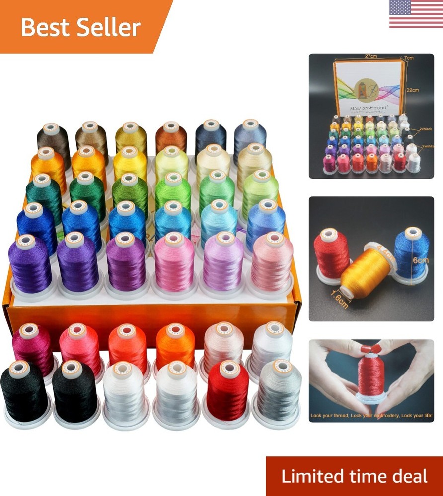 42 Spools 1000M 1100Y Polyester Embroidery Machine Thread Kit for Professiona...