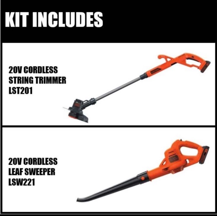 20V MAX Cordless Battery Powered String Trimmer & Leaf Blower Combo Kit with (2)