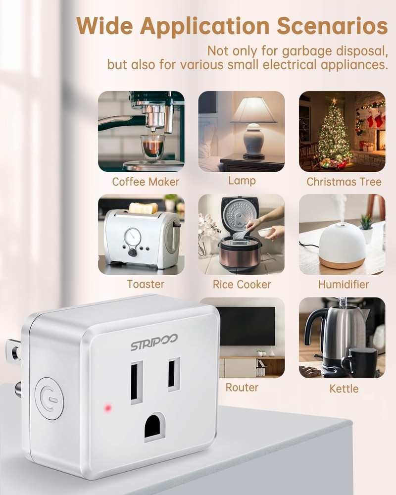 Garbage Disposal Button Kit, 15A/1500W Wireless Remote Control Outlet