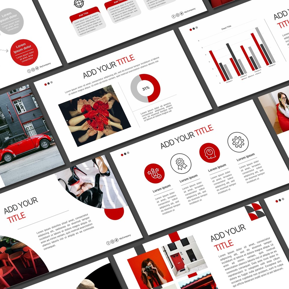 Red PowerPoint Template - Modern Business & Car Presentation Slide Deck