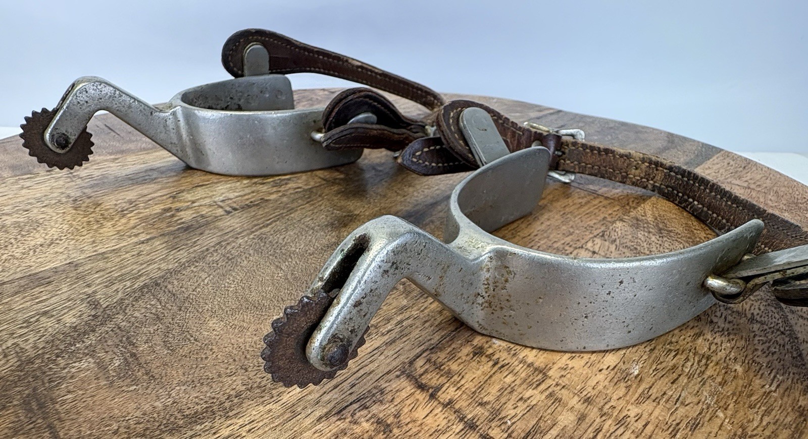 Vintage Western Gooseneck Cowboy Riding Spurs With Leather Straps Unmarked