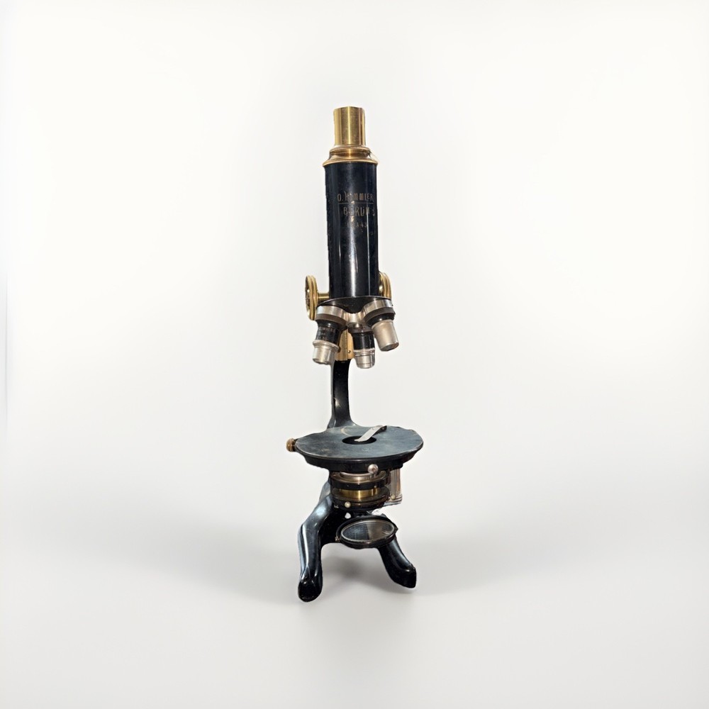 Antique H.J. Nlemert Berlin Compound Microscope Set, Case, Othmer Object & Slide