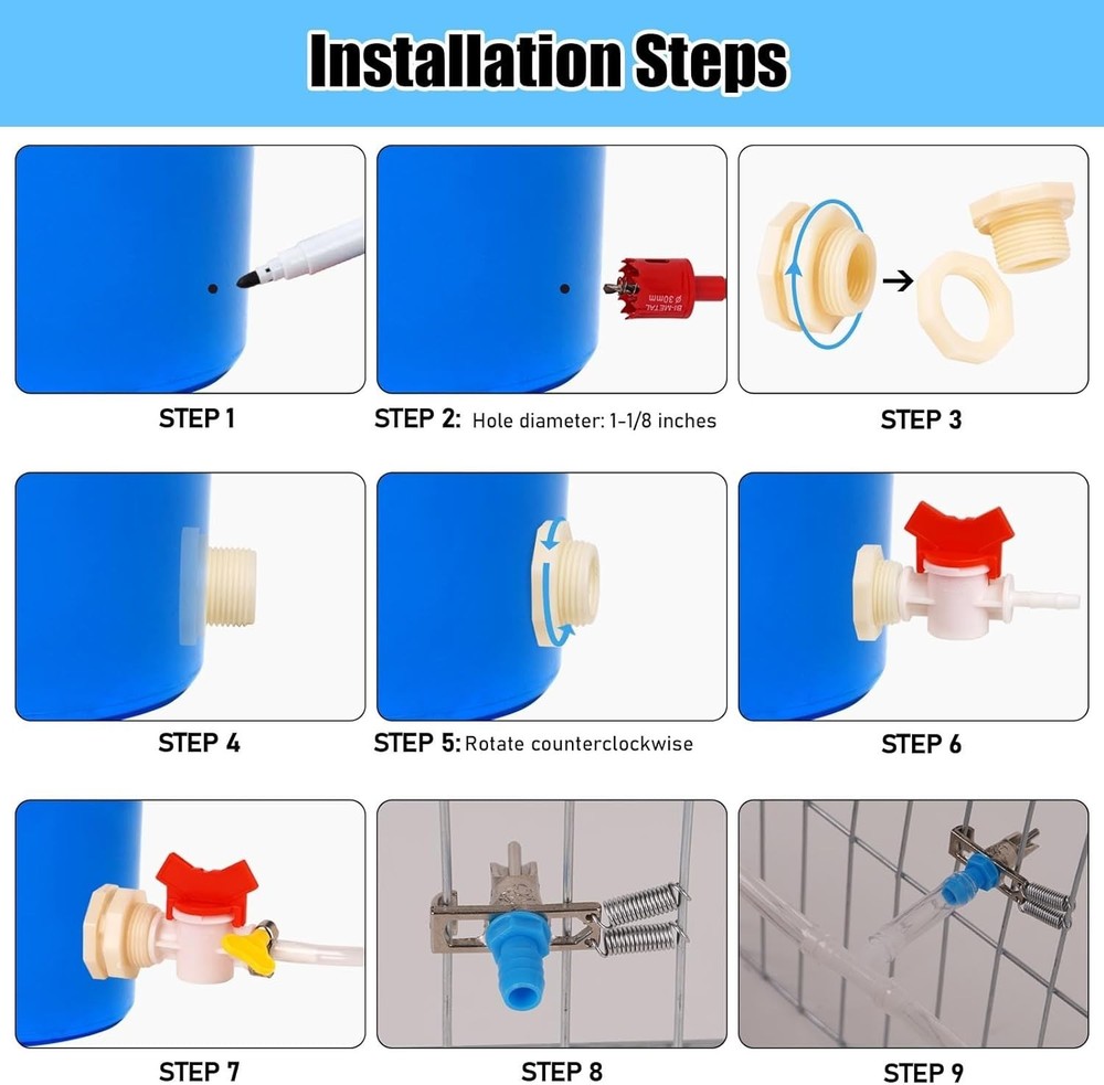 Automatic Rabbit Watering System, Rabbit Waterer Kit System Gravity Fed Inclu...