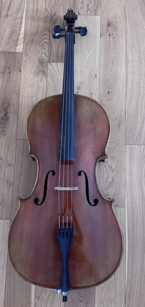 4/4 Full Size Cello, Soft Case, Bow, And New Strings