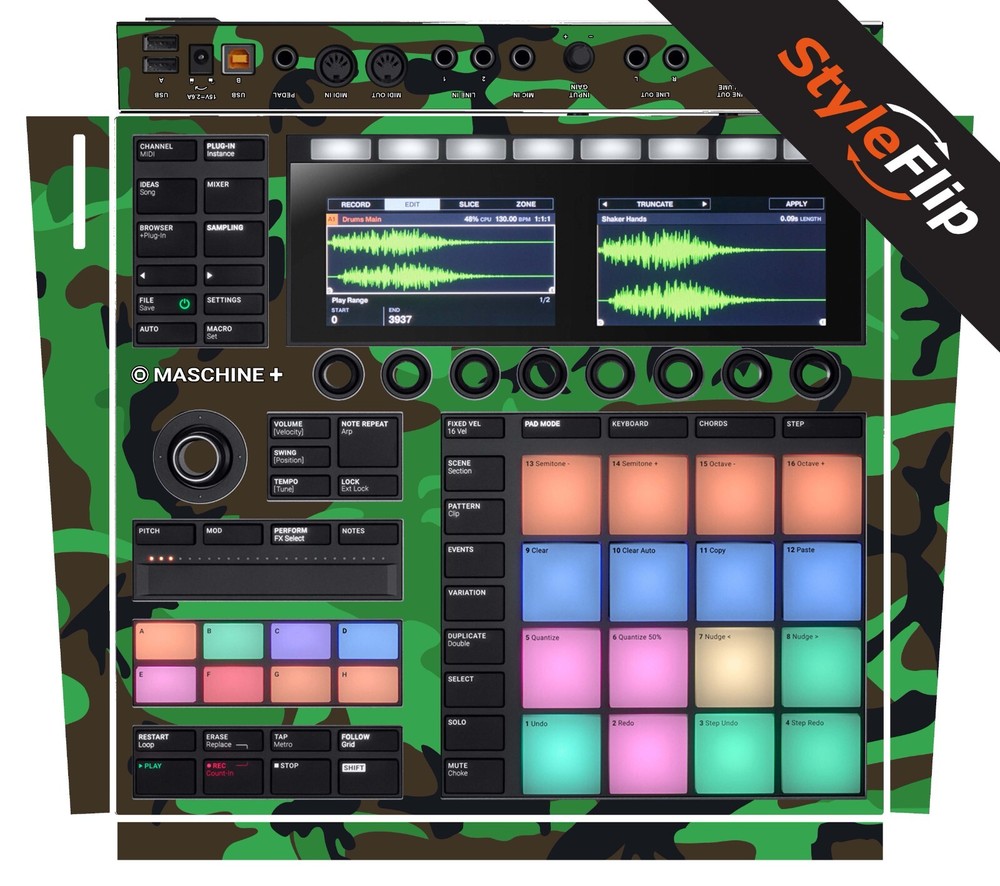 Native Instruments Maschine Plus | Green Camo | Protective Decal | Syleflip