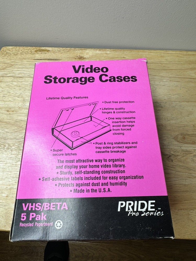 VHS/Beta Video Storage Cases 5pk Pride Pro Series Durable Plastic Protection
