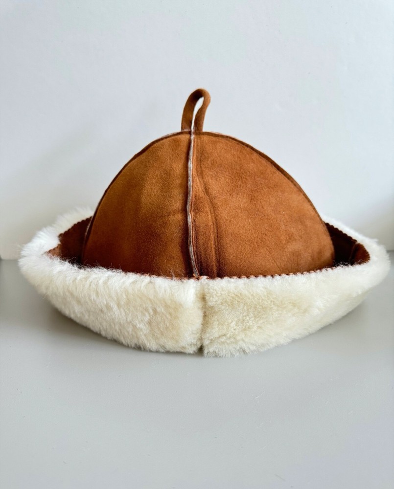 Sauna cap, hat fur, leather. Шапка для бани. Овчина.