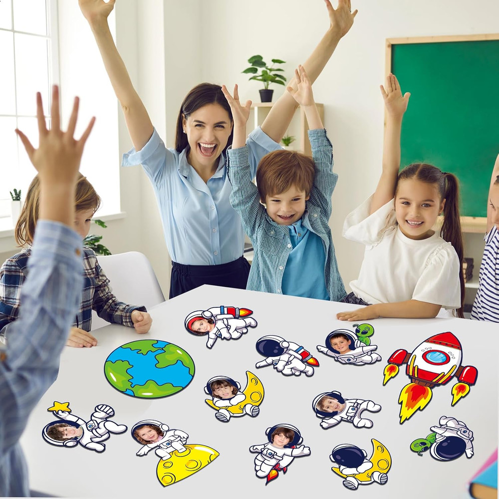 60Pcs Outer Space Cutouts Astronaut Bulletin Board Set Decoration Space Theme Cl