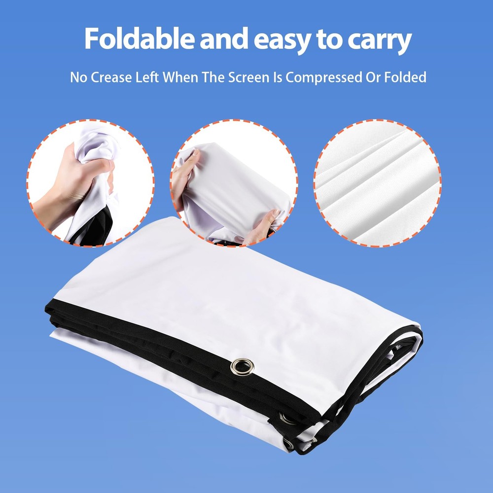Docooler Projector Screen, 80 Inch 16:9 Foldable Projection 72-Inch