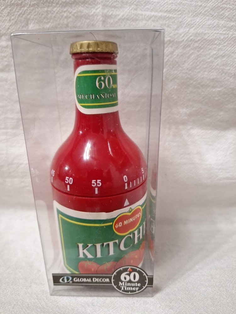Mechanical Kitchen Timer Tomato Ketchup Design 60 Mins Duration Novelty Timer