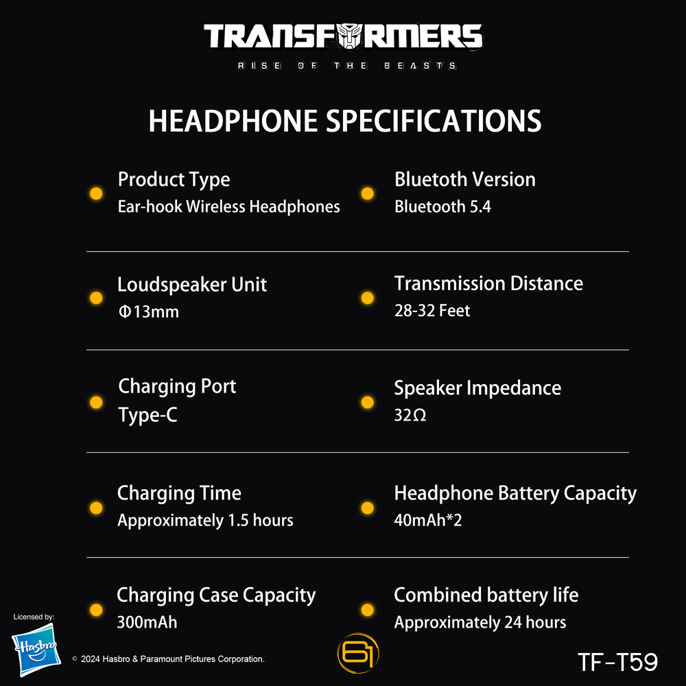 Transformers TF-T59 Ear-Hook Wireless Bluetooth Earbuds with Mic - Airazor™