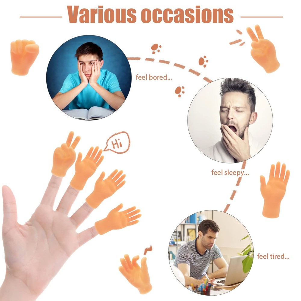 14 Pcs Tiny Finger Hands,Premium Rubber Mini Tiny Finger Hands,Flat Hand Styl...