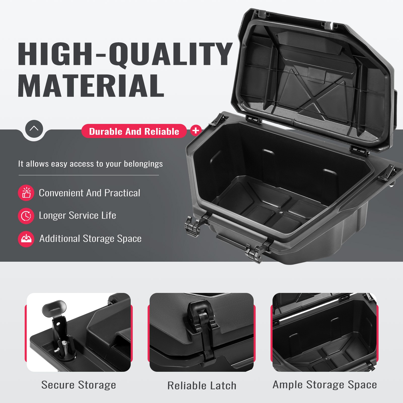 36QT Rear Cargo Box Tool Storage Box For Polaris RZR Pro R 4 2022-2025 #2884236