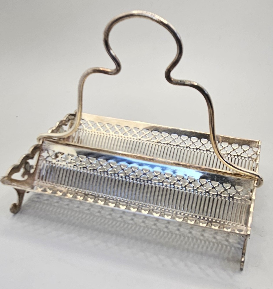 Silver Plated Biscuit Square Cracker Tray Double Sided Reticulated