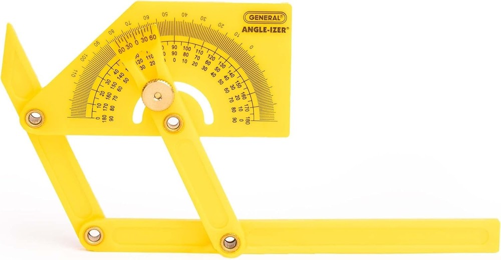 Compact Hand-Powered Protractor for Sloped, Inside & Outside Angles - Yellow