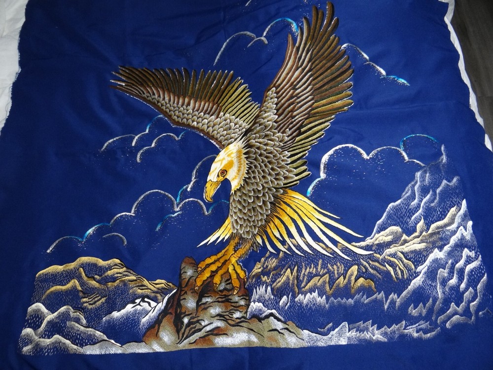 Unique Beautiful hand Embroidered Eagle 40"x 40" Art work