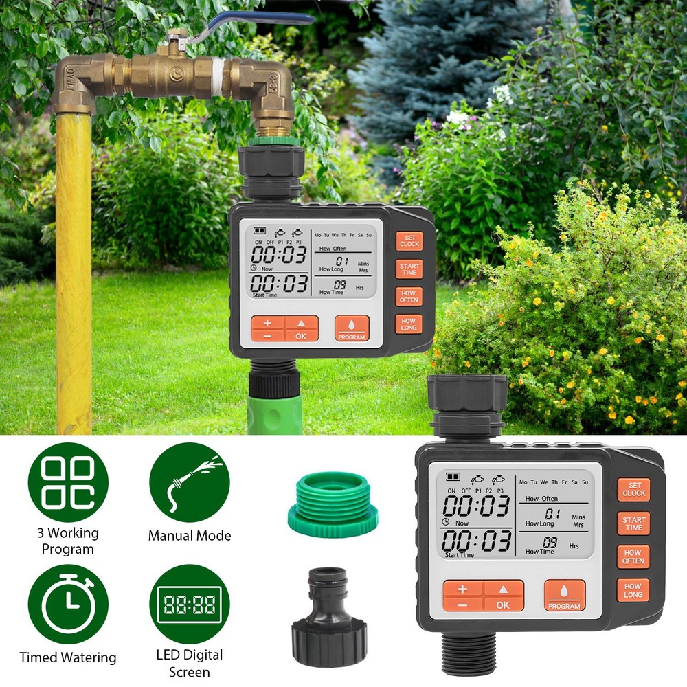 Sprinkler Timer with 3 Watering Programs Automatic Watering System Irrigation