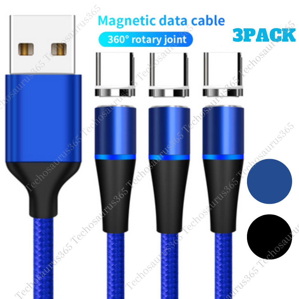 3x Magnetic Type C Cable 3/6Ft USB C Phone Charger Fast Charge Data Sync Cord