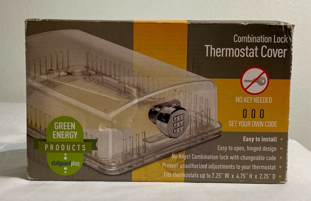 StatGuardPlus Universal Thermostat Guard Clear Changeable Combination Code Lock